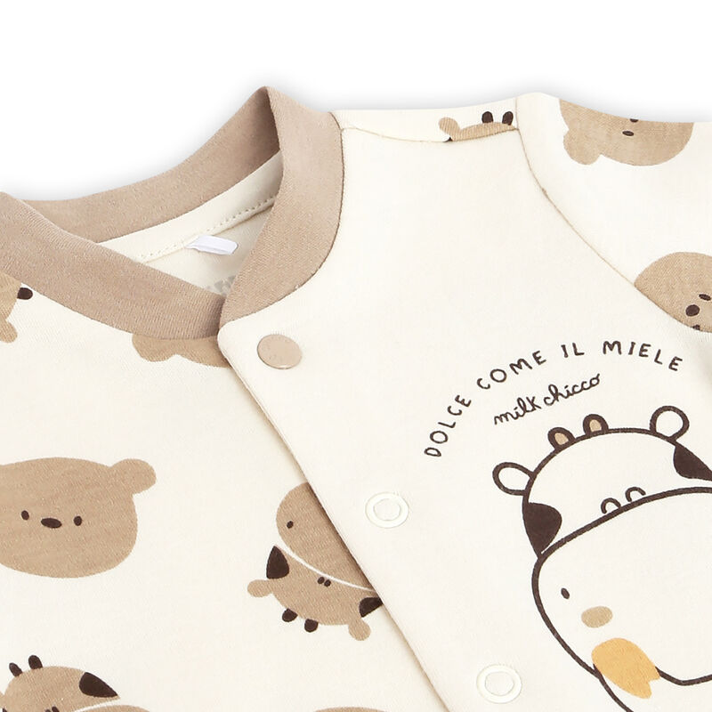 Infants Natural Printed Front Opening Babysuit